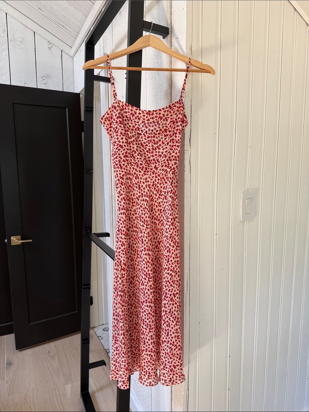 Realisation Par Red and White Floral Slip Midi Dress